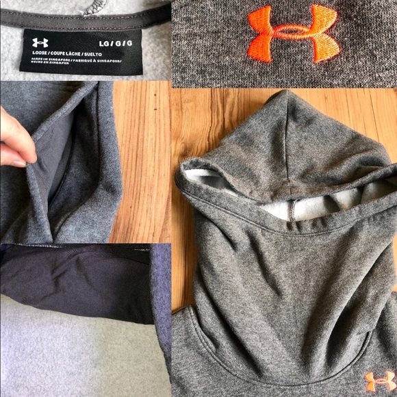 UNDER ARMOUR Hoodie Pullover Sweatshirt Cowl Neck Gray Large Women’s - Picture 6 of 16
